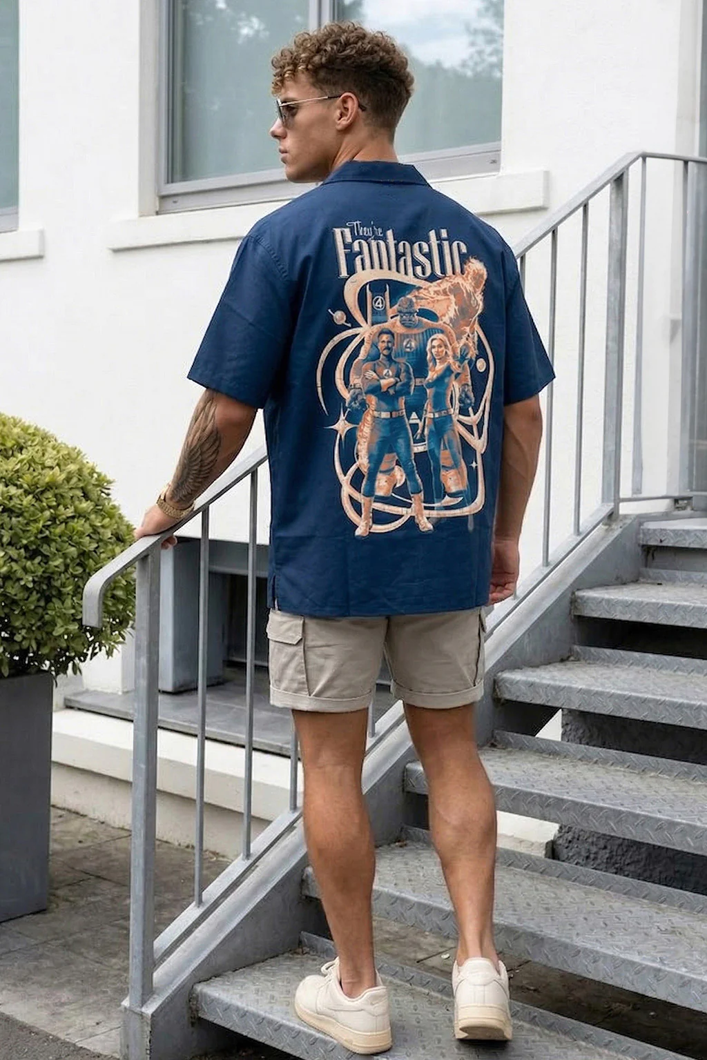 Fantastic Navy Oversized Printed Exclusive Shirt - Image 6