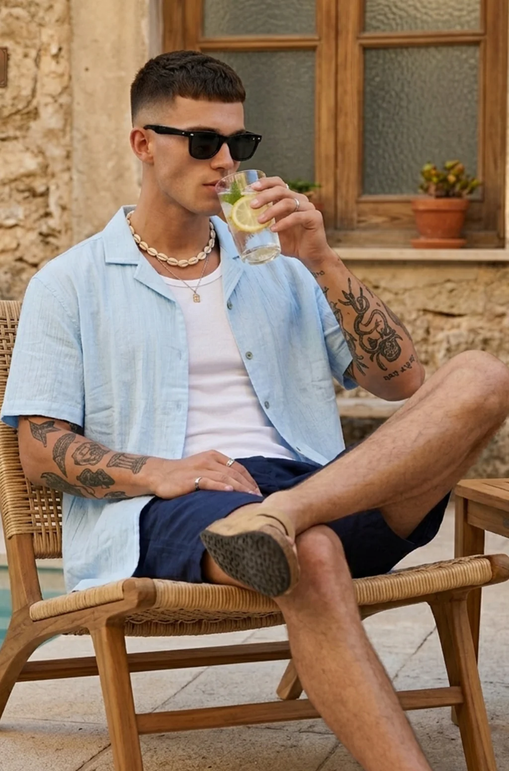 Feather Feel Sku Blue Oversized Plain Double Layer Exclusive Cotton Shirt - Image 5