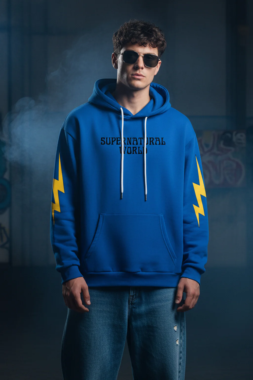 World of Illusions Blue Back Printed Regular Fit Hoodie - Image 3
