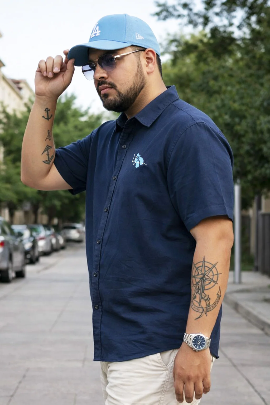 Feel The Rhythm Navy Plus Size Printed Exclusive Shirt - Image 3