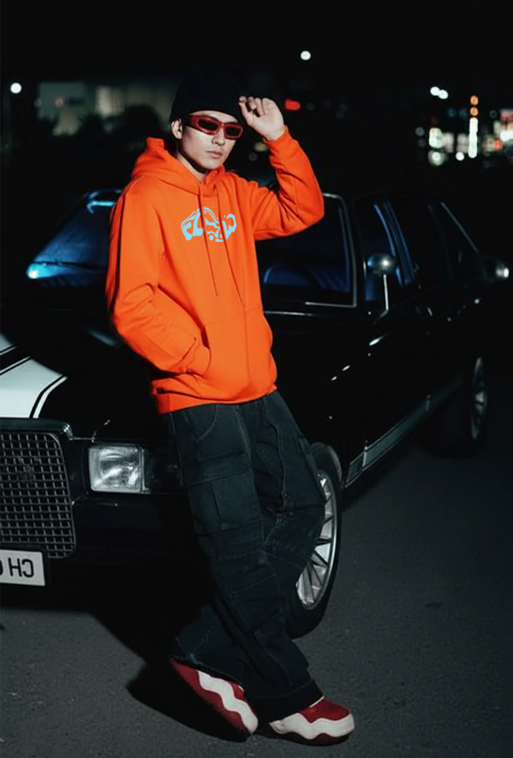 Flow Orange Oversized Printed Hoodie - Image 5