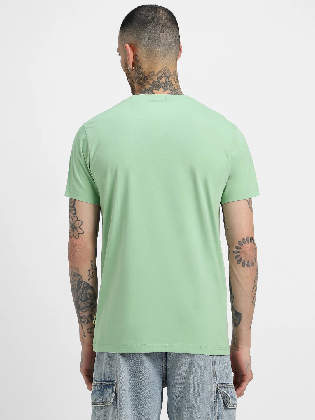 Fog Green Plain Regular Fit T-shirt - Image 4