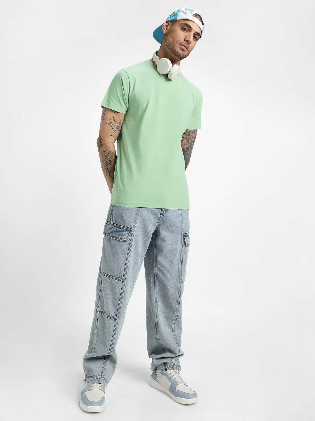 Fog Green Plain Regular Fit T-shirt - Image 7