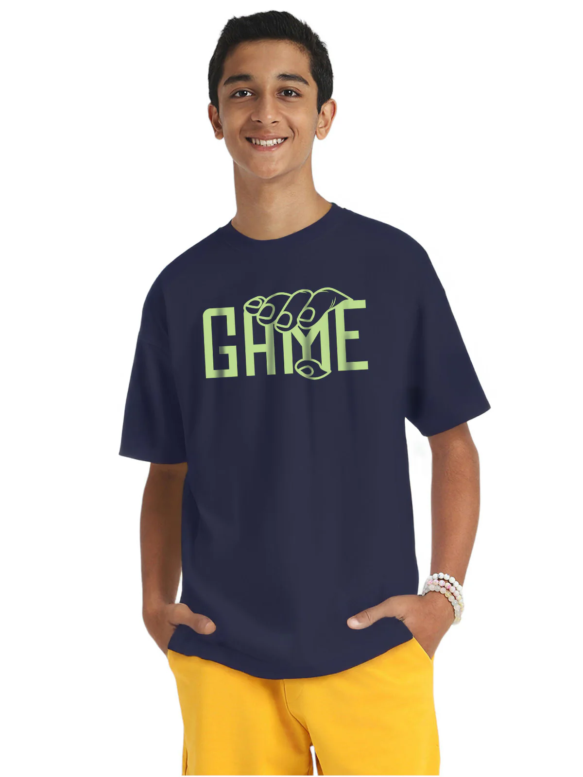 Game Navy Oversized Graphic Printed Boys T-shirt - Image 5
