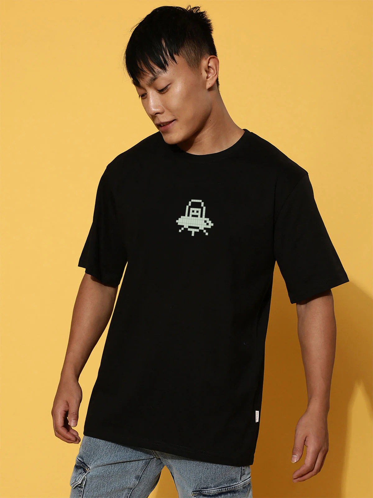 Game Over Black Oversized Back Graphic Printed T-shirt - Image 4