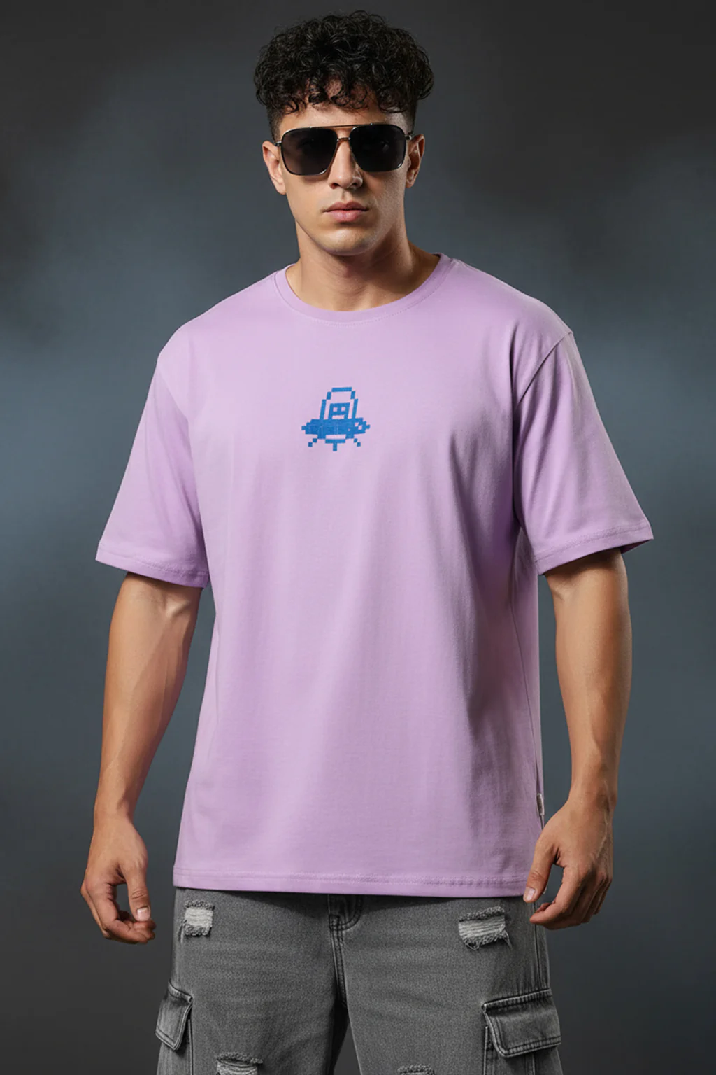 Game Over Lilac Oversized Printed T-shirt - Image 3