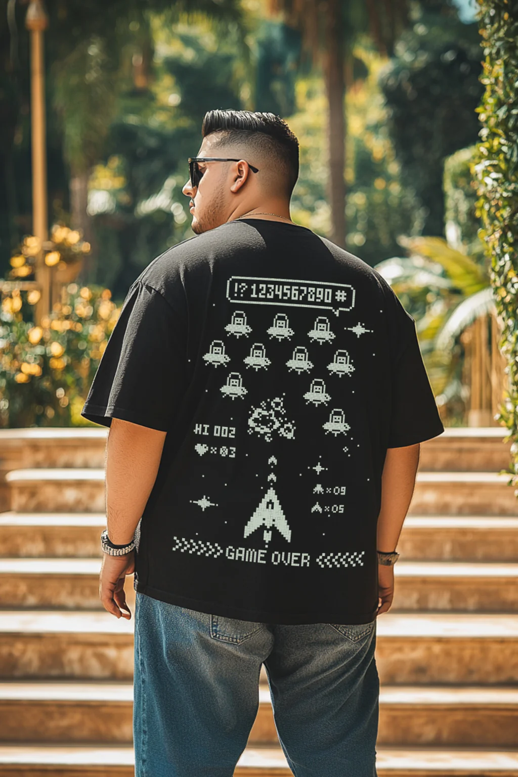 Game Over Back Printed Plus Size Tshirt