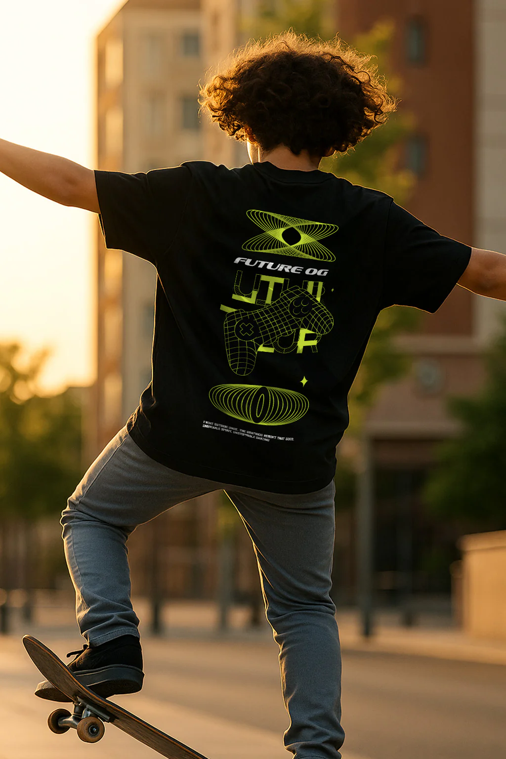 Gamer Black Oversized Graphic Back Printed Boys T-shirt