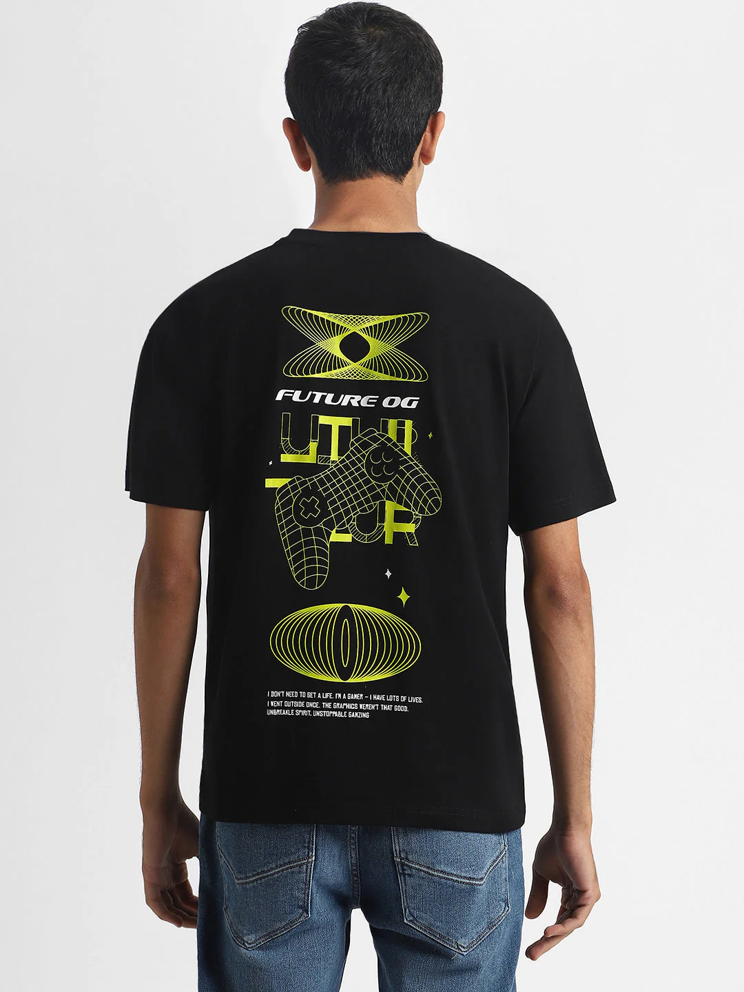 Gamer Black Oversized Graphic Back Printed Boys T-shirt - Image 2