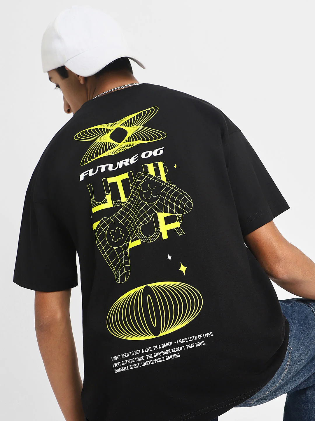 Gamer Black Oversized Graphic Back Printed Boys T-shirt - Image 4