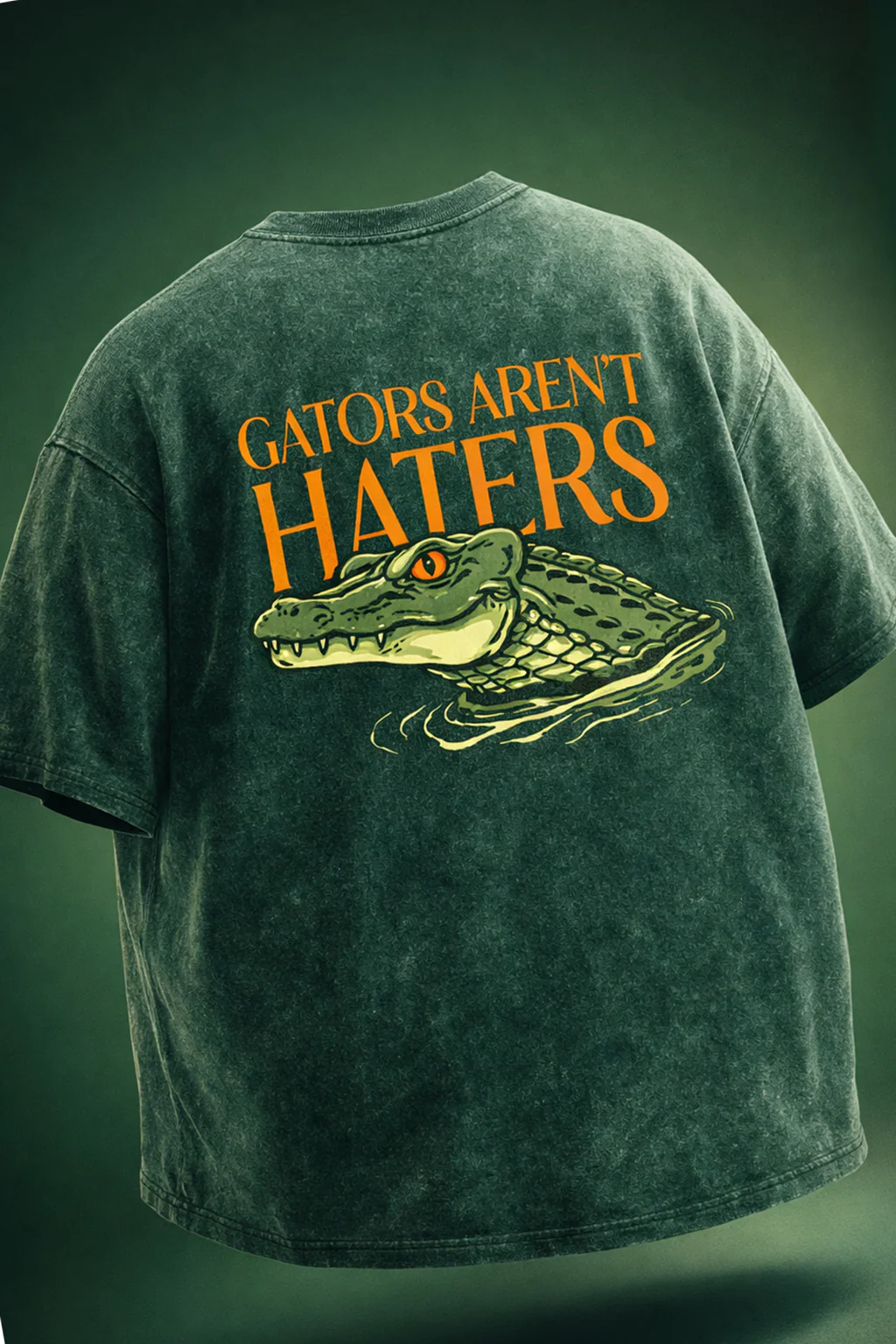 Gators Green Plus Size Acidwash Printed Exclusive T-Shirt - Image 3