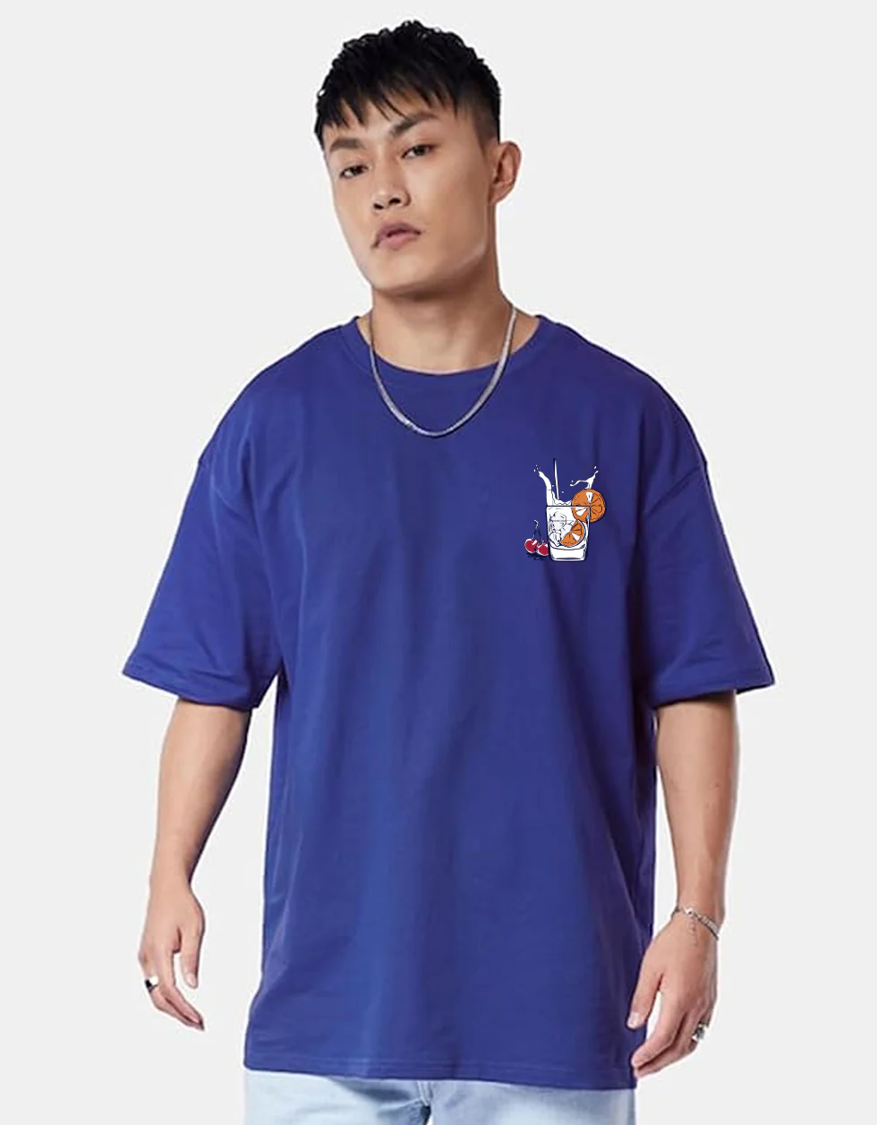 GLASS OF MILK Blue Oversized Back Printed T-shirt - Image 3