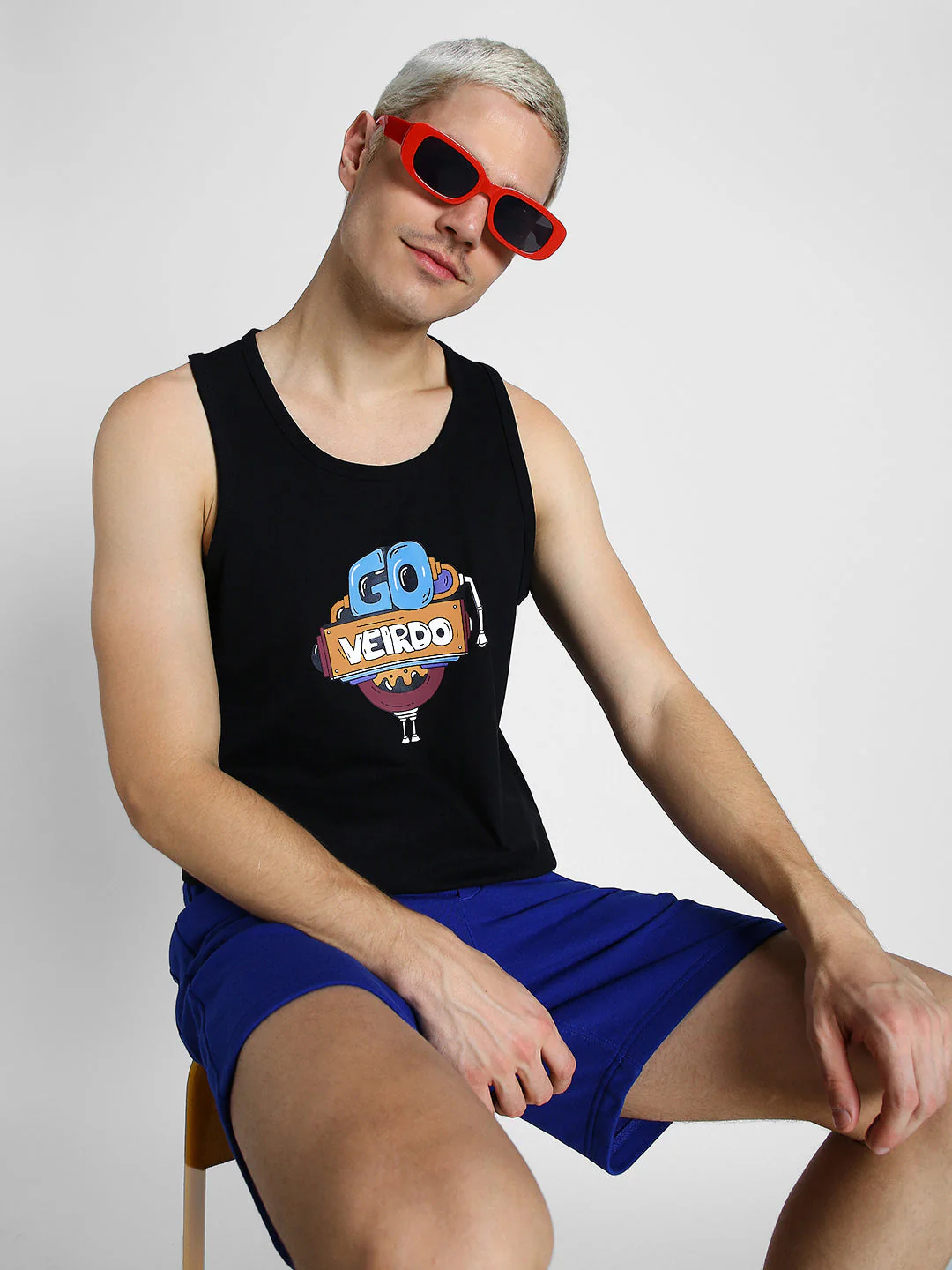 Go Veirdo Black Printed Gym Vest - Image 2