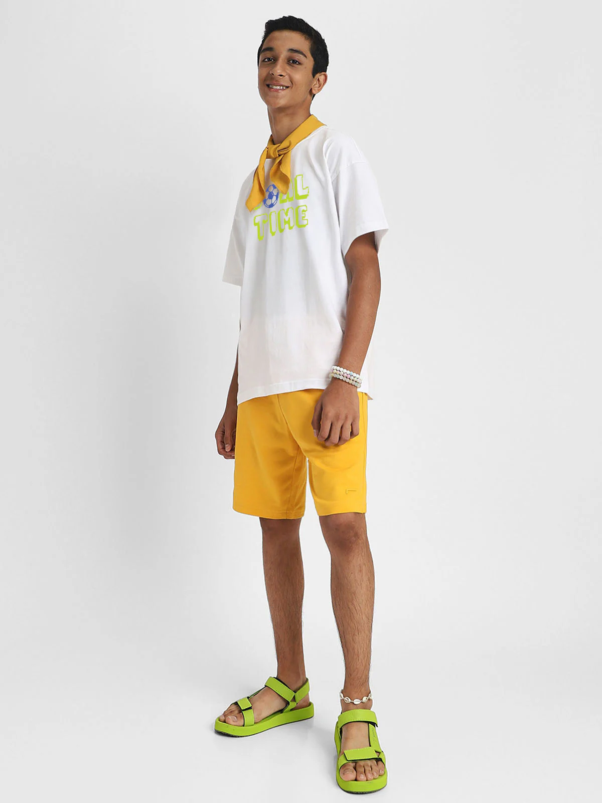 Goal Time White Oversized Graphic Printed Boys T-shirt - Image 5