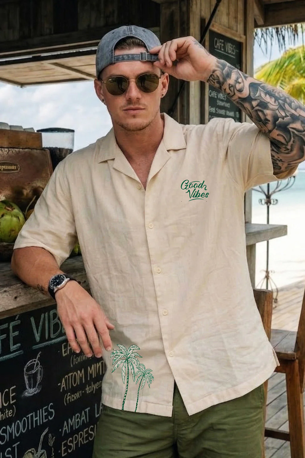 Good Vibes Swanwhite Oversized Printed Exclusive Shirt - Image 3