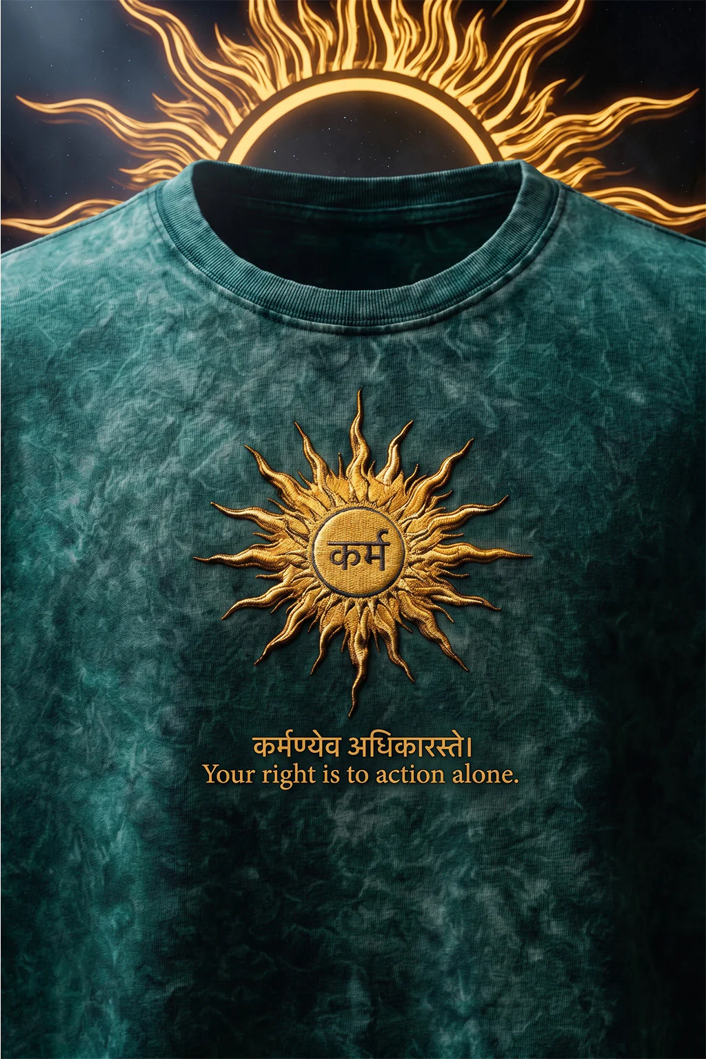 कर्म Green Acid Washed Printed Exclusive T-shirt Epic Collection - Image 4