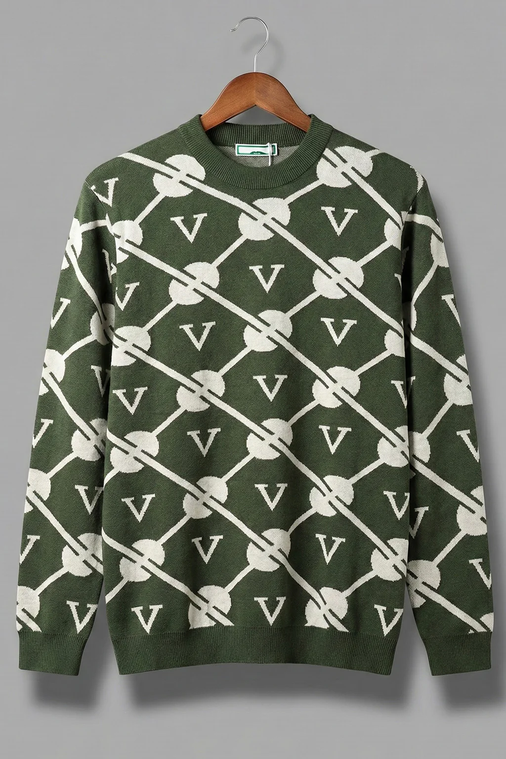 Green Jacquard Printed Regular FIt Sweatshirt - Image 2
