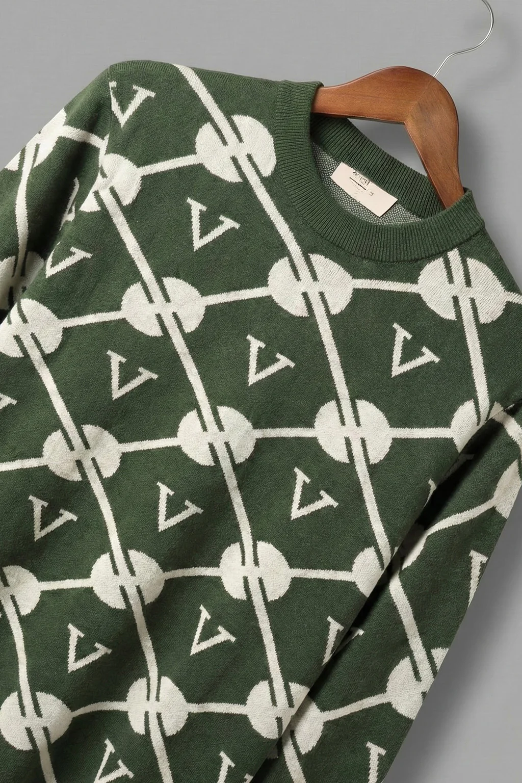 Green Jacquard Printed Regular FIt Sweatshirt - Image 4