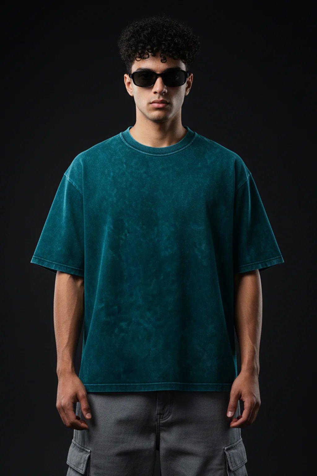 Green Plain Oversized Acid Washed Exclusive T-shirt - Image 3