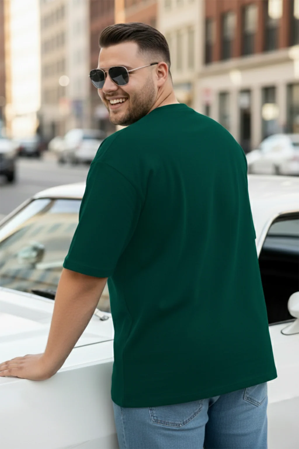 Green Plain Plus Size T-shirt - Image 2