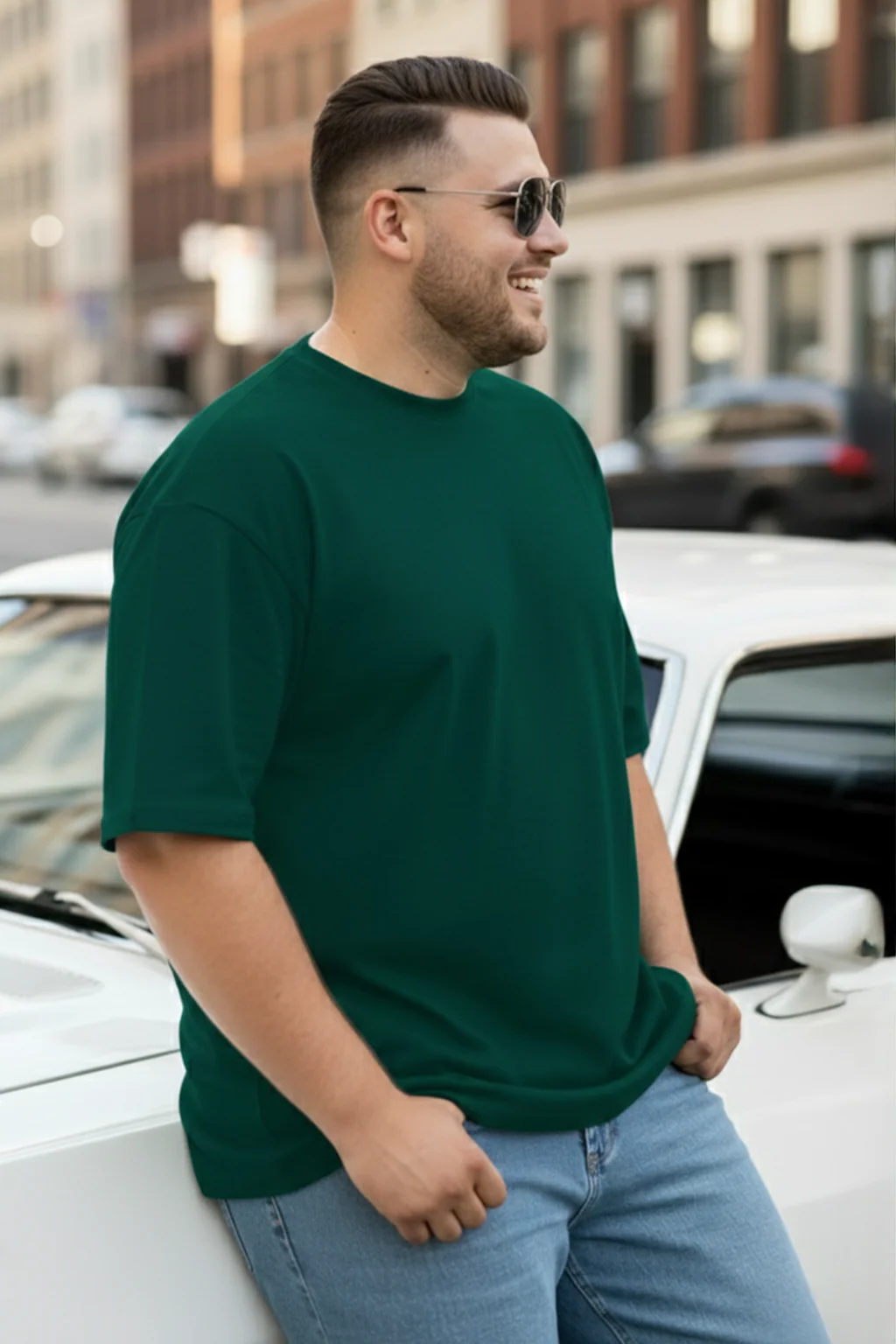 Green Plain Plus Size T-shirt - Image 3