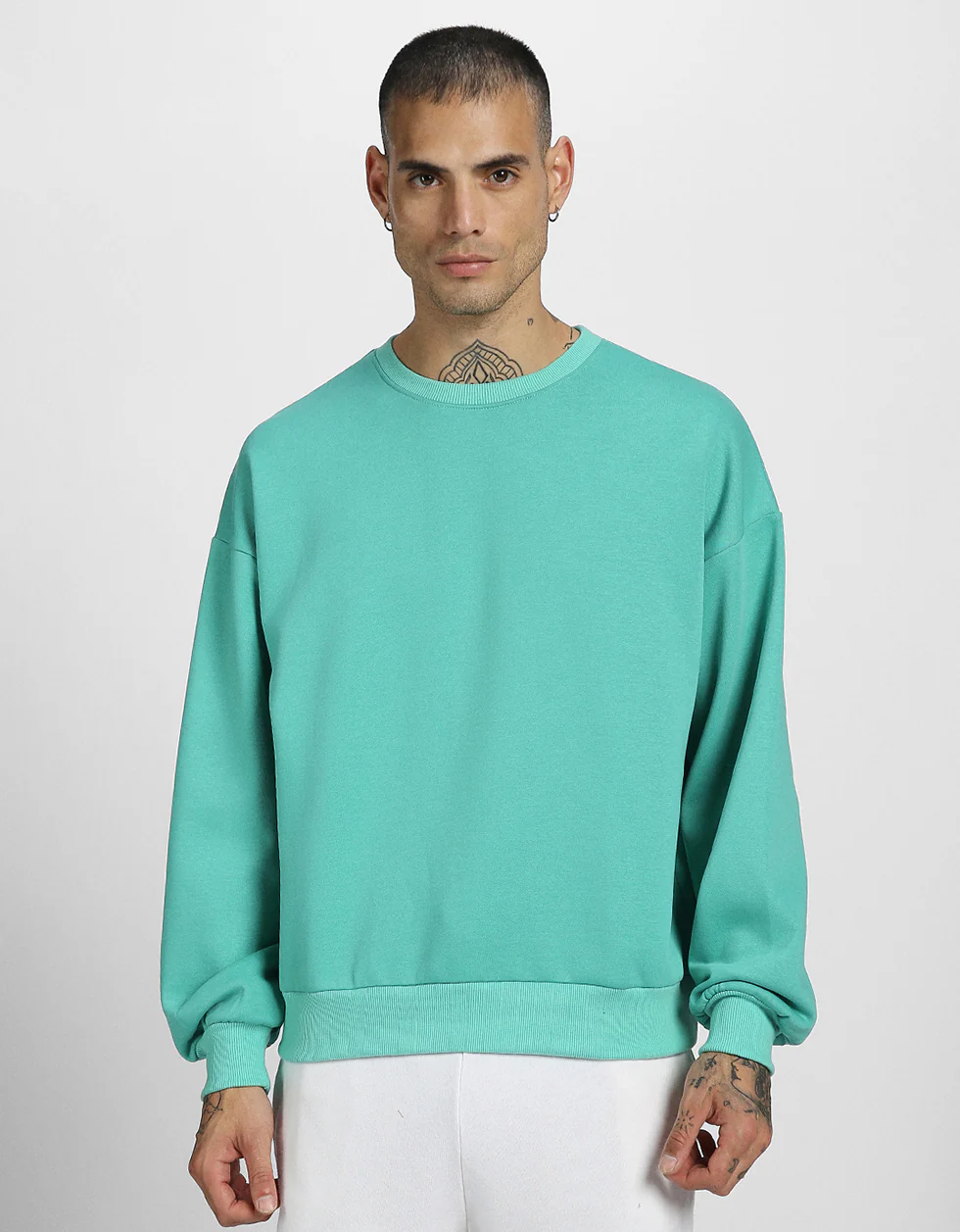 Green Oversized Plain Sweatshirt - Image 3