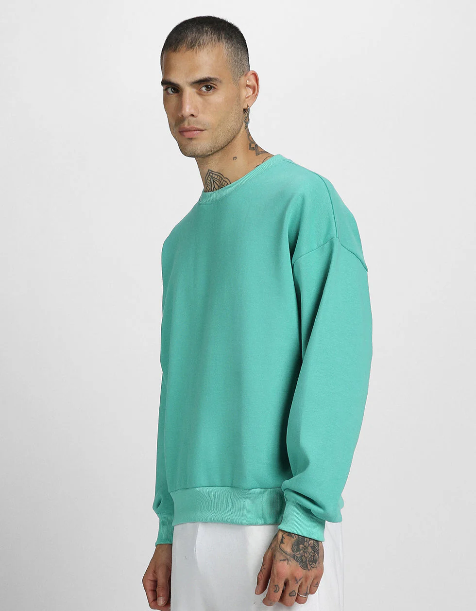 Green Oversized Plain Sweatshirt - Image 4