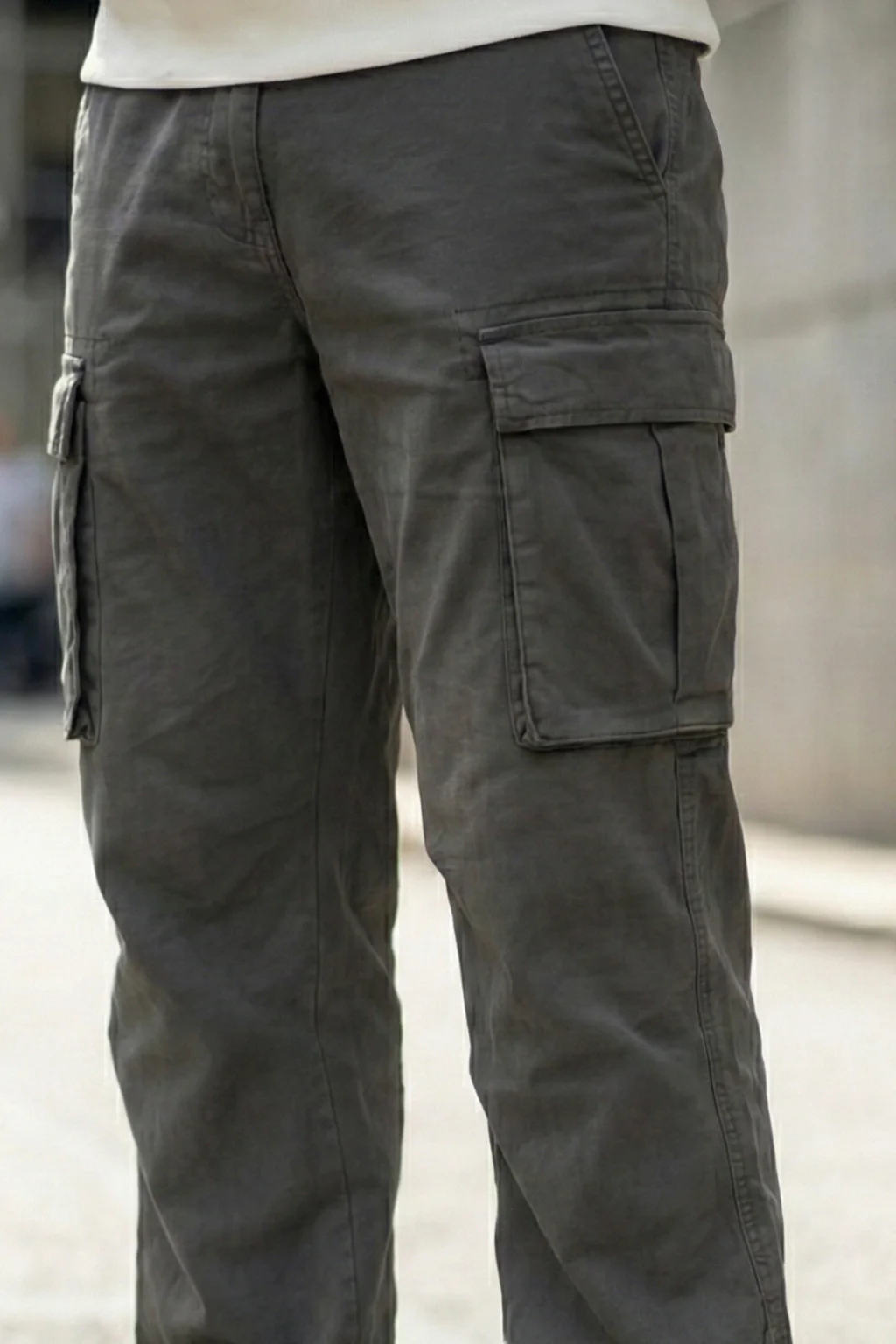 Grey 5 Pocket Woven Straight Fit Exclusive Cargo Pant With Adjustable Ankle - Image 3