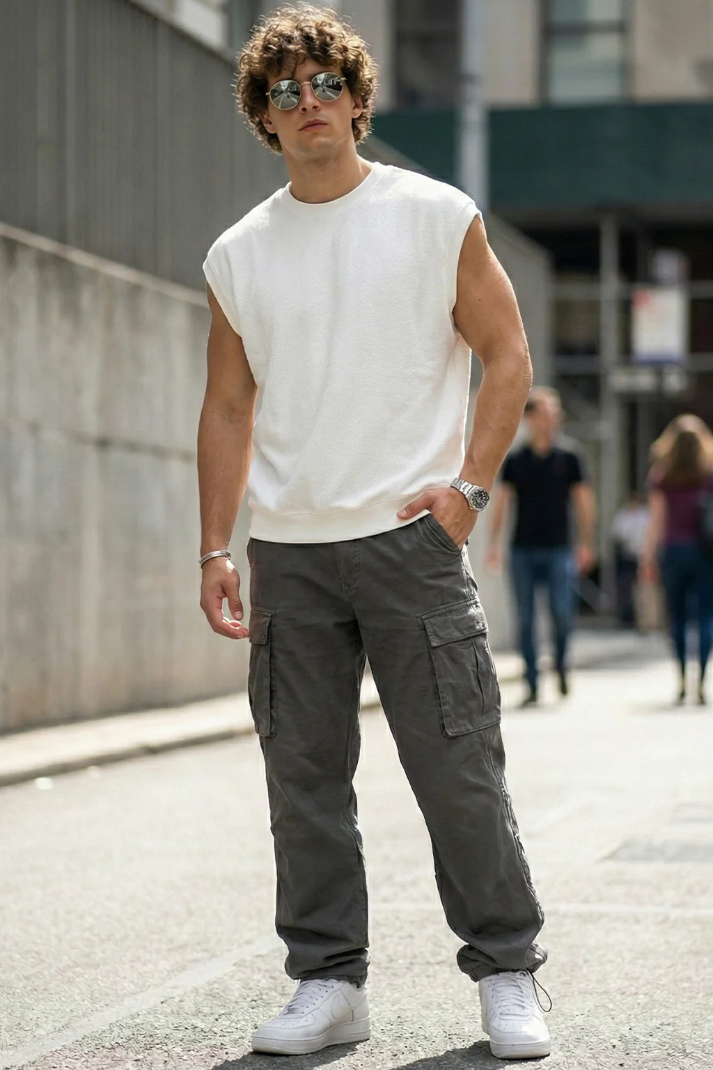 Grey 5 Pocket Woven Straight Fit Exclusive Cargo Pant With Adjustable Ankle - Image 6