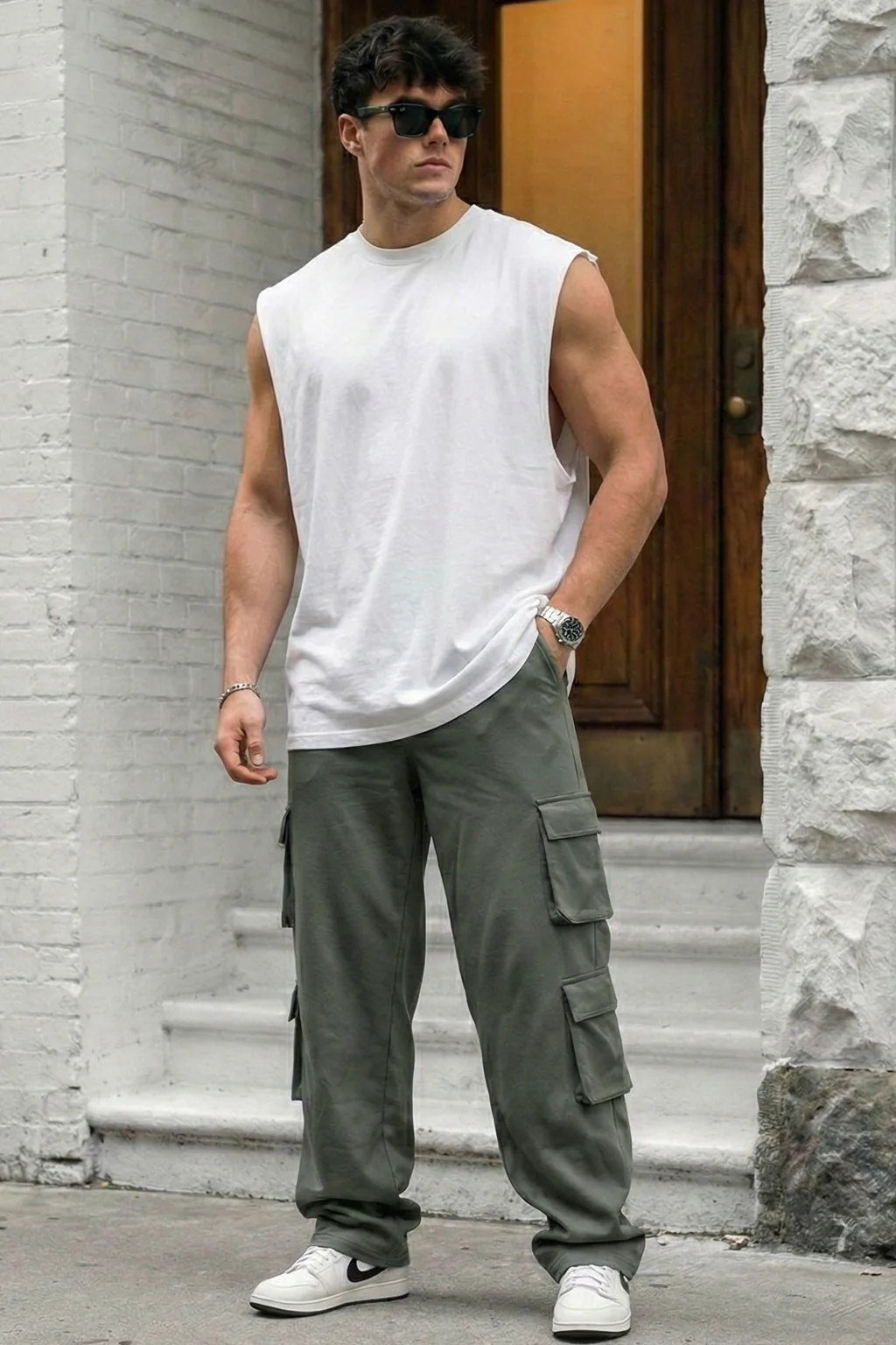 Grey 6 Pocket Baggy Fit Exclusive Knitted Cargo Pant - Image 6