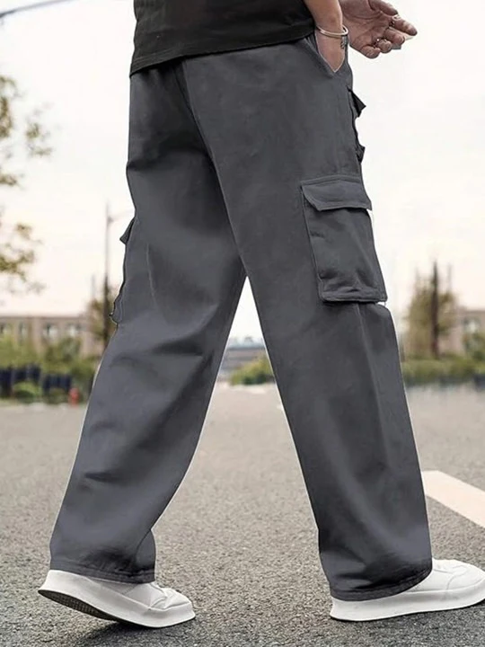 Grey Pure Cotton Baggy Fit 6 Pocket Cargo - Image 3