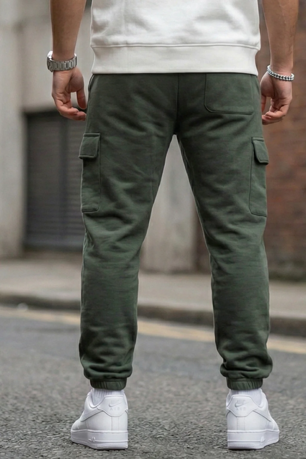 Grey Solid Baggy Fit Cargo Joggers - Image 3