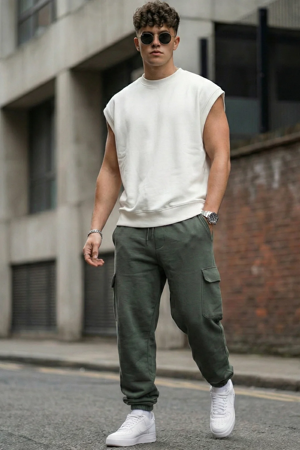 Grey Solid Baggy Fit Cargo Joggers - Image 5