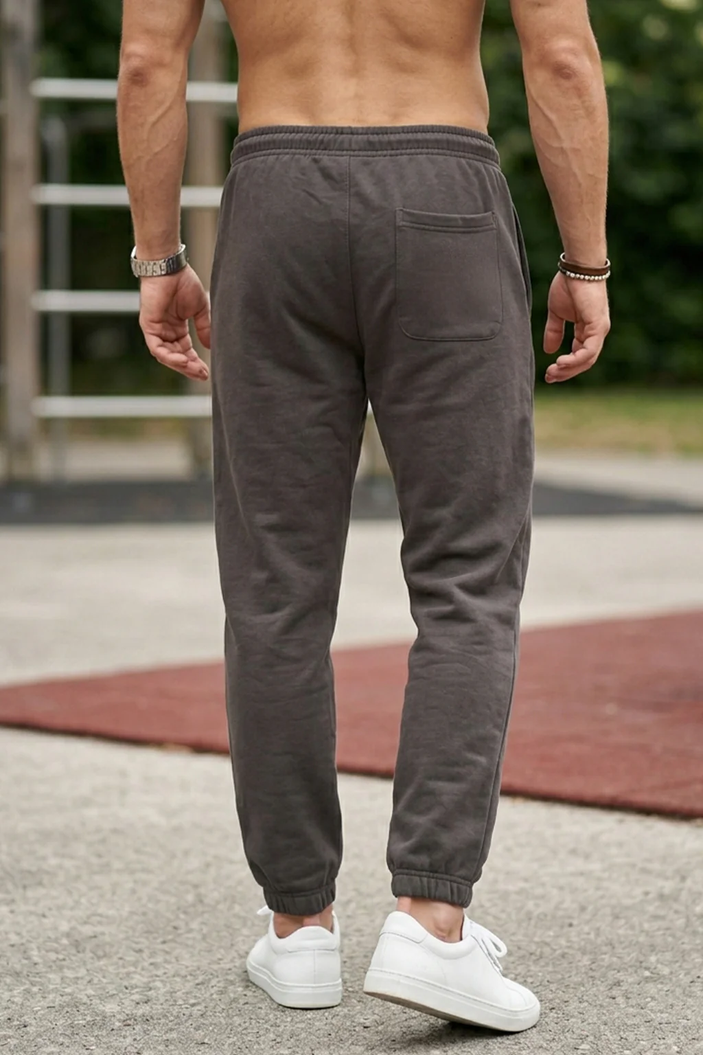 Grey Solid Baggy Fit Jogger - Image 4