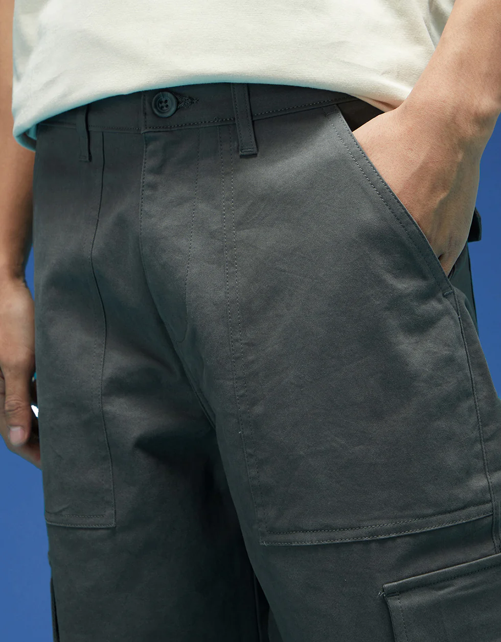 Grey Flap Pocket Woven Exclusive Cargo Pant - Image 5