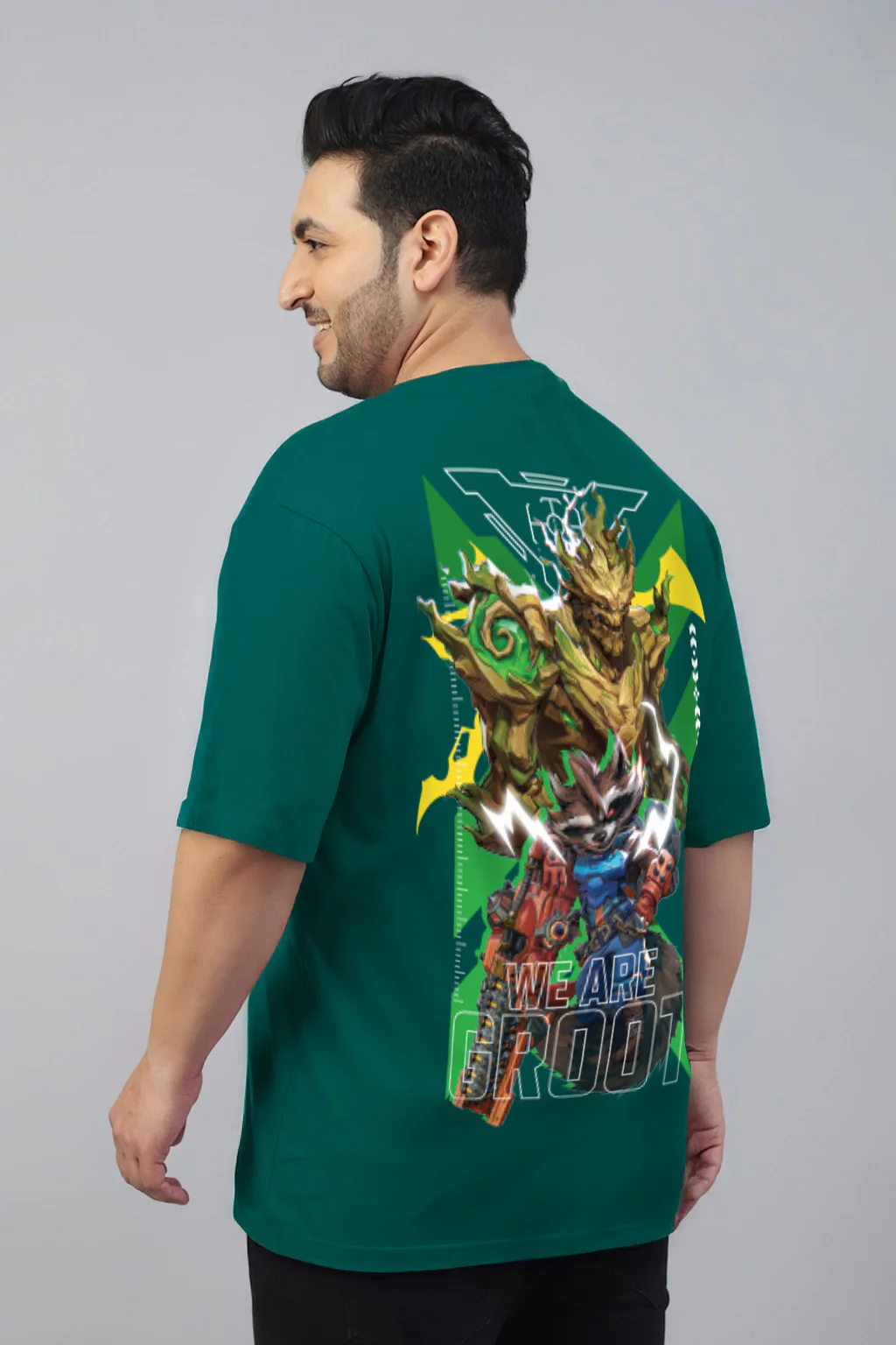 Groot Green Graphic Printed Plus Size T-shirt - Image 4