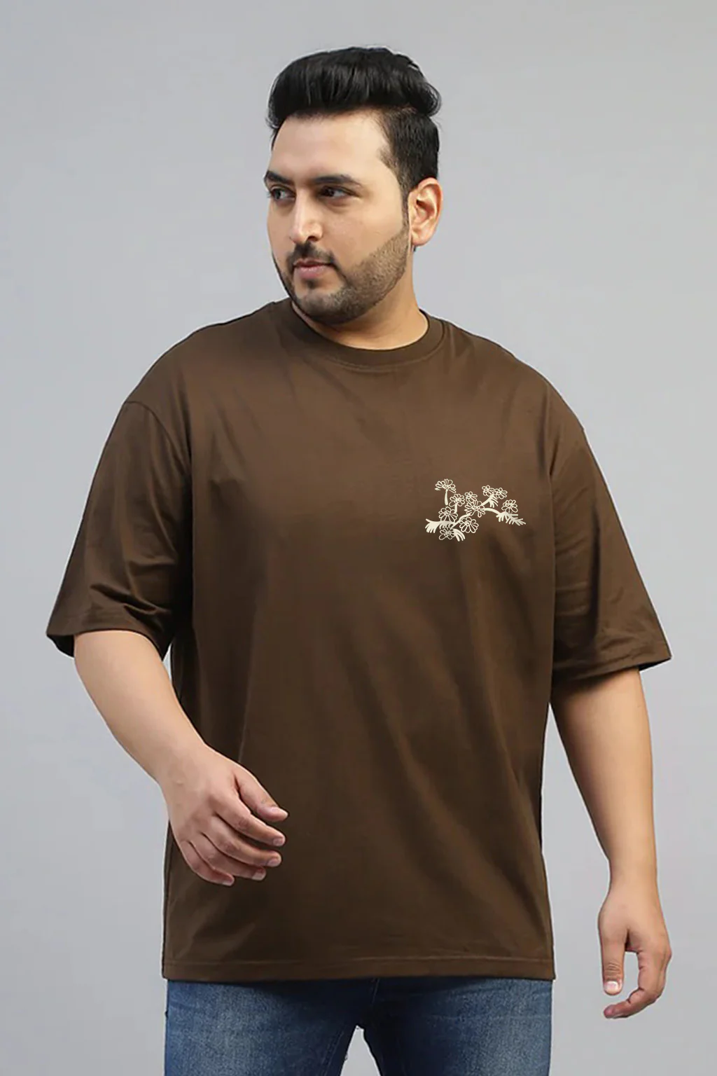 Grow Yourself Brown Graphic Printed Plus Size T-shirt - Image 4