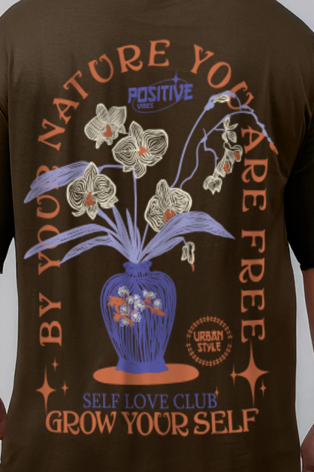 Grow Yourself Brown Graphic Printed Plus Size T-shirt - Image 5