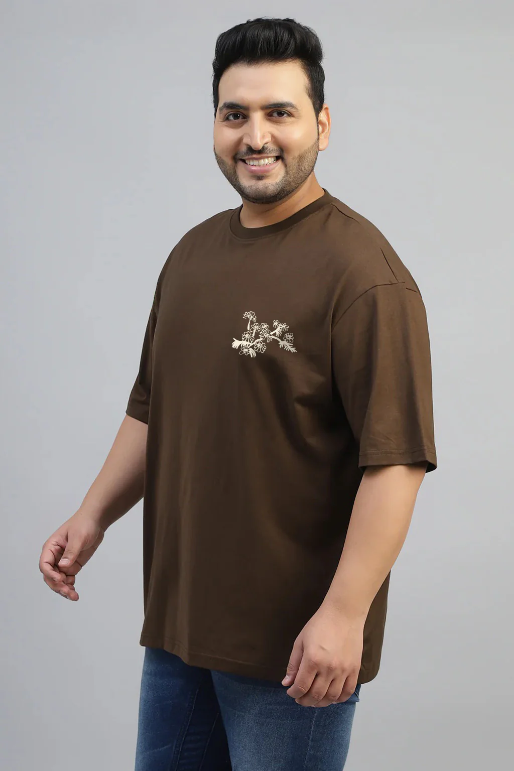 Grow Yourself Brown Graphic Printed Plus Size T-shirt - Image 6