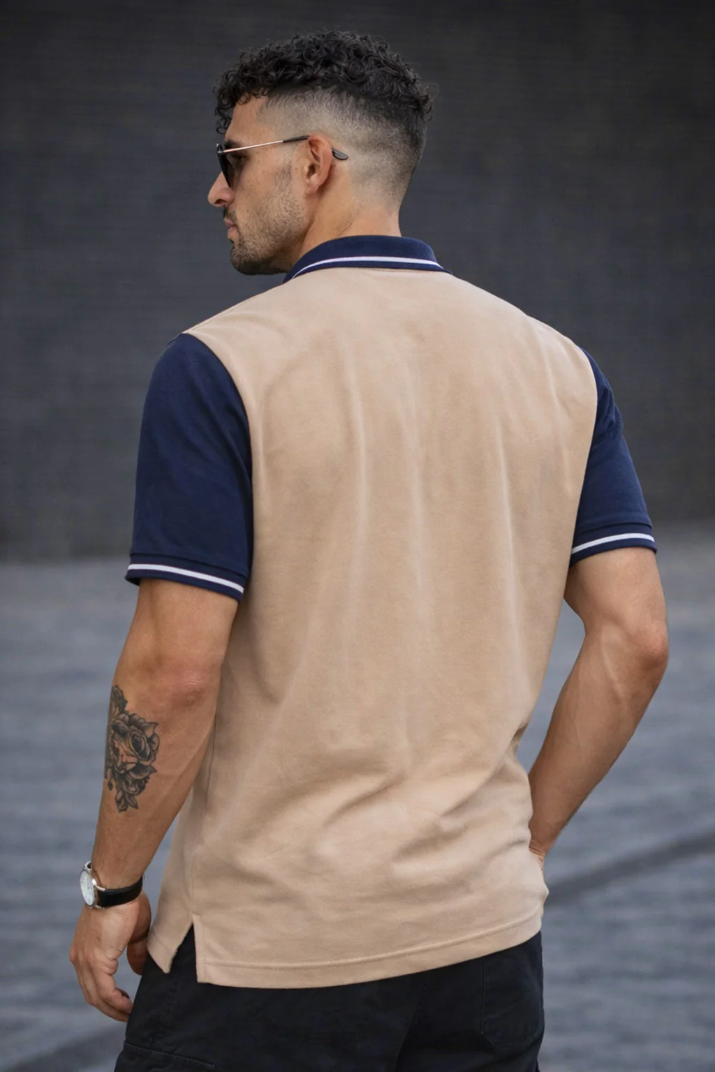 Guitar Swawhite Contrast Stripped Collar Economic Regular Fit Pique Polo - Image 4