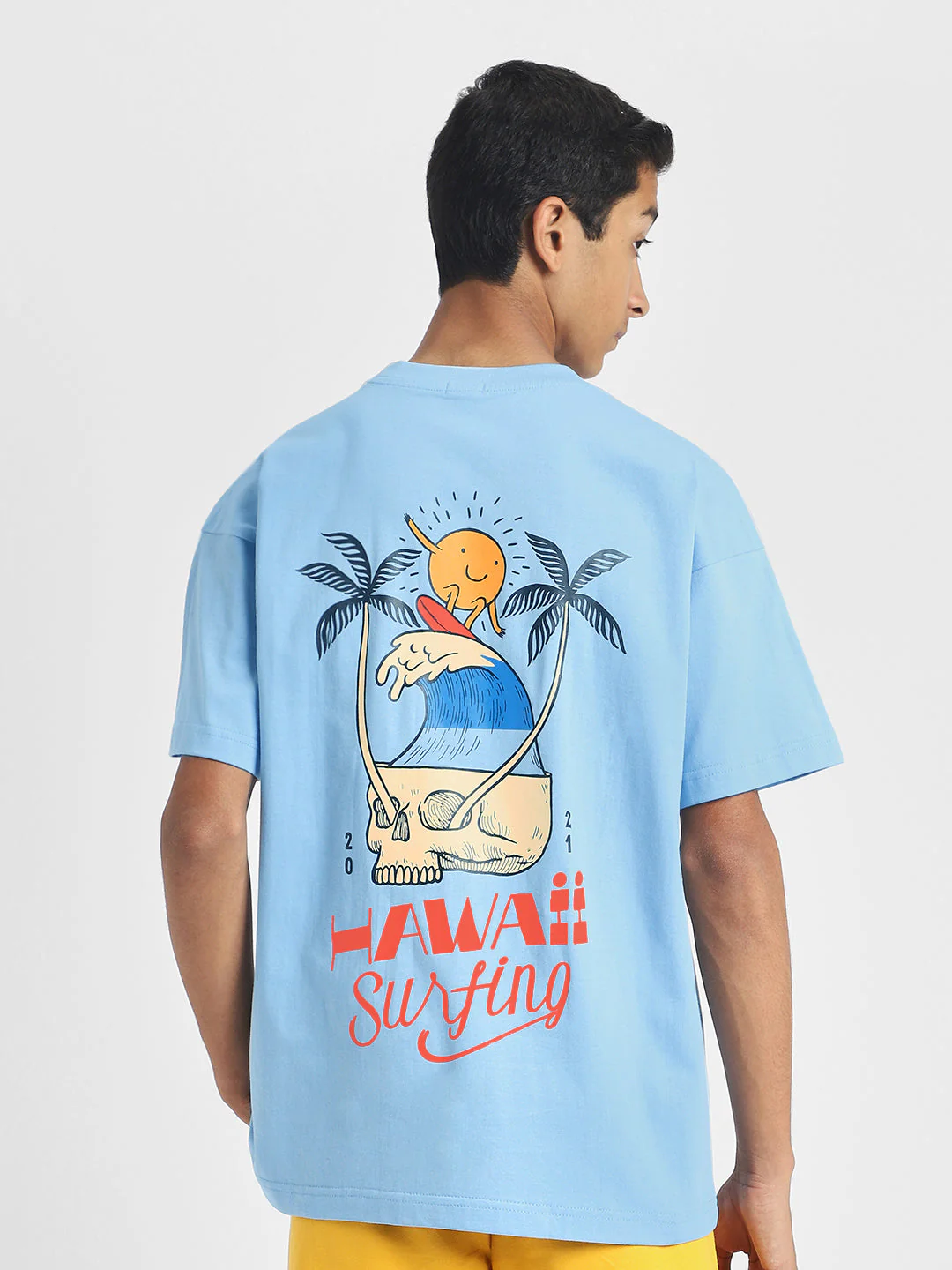 Hawai Surfing Dutchcanal Oversized Graphic Back Printed Boys T-shirt - Image 4