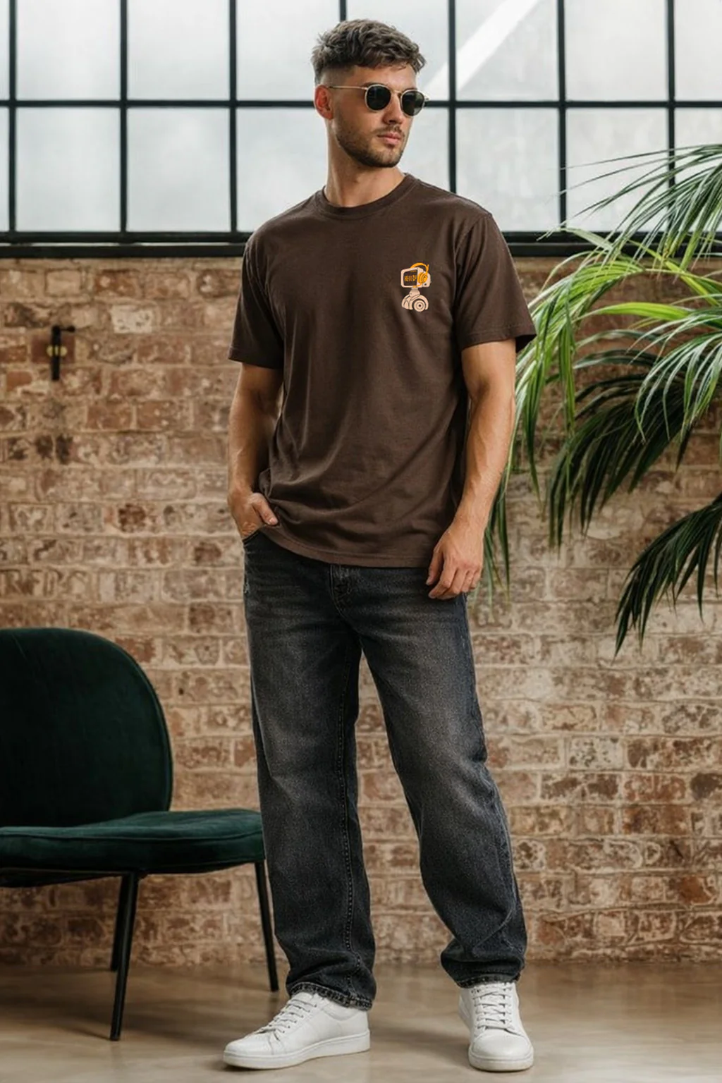 Hello Brown Regular Fit Printed T-shirt - Image 6
