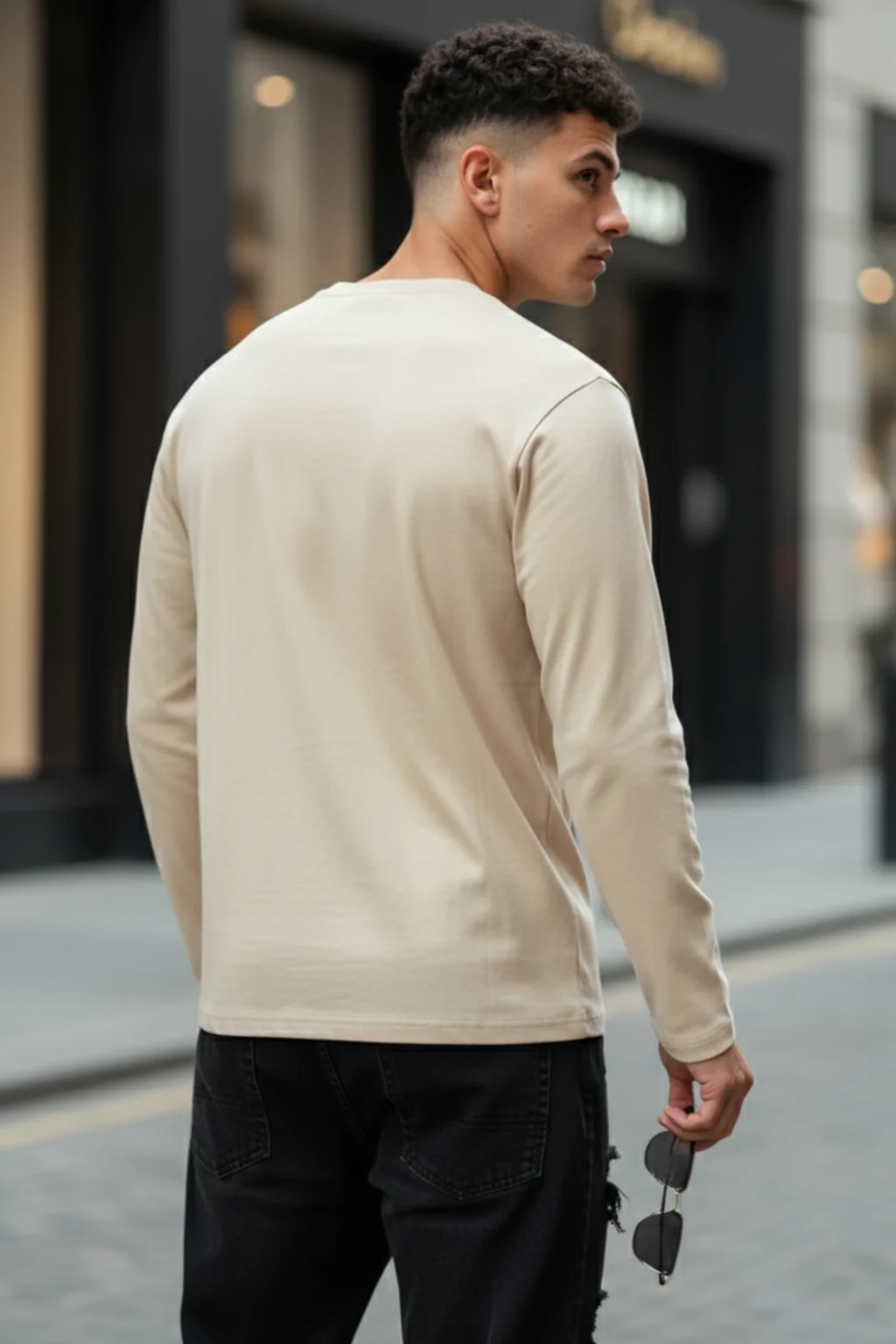 Henley Swan White Solid T-shirt - Image 3
