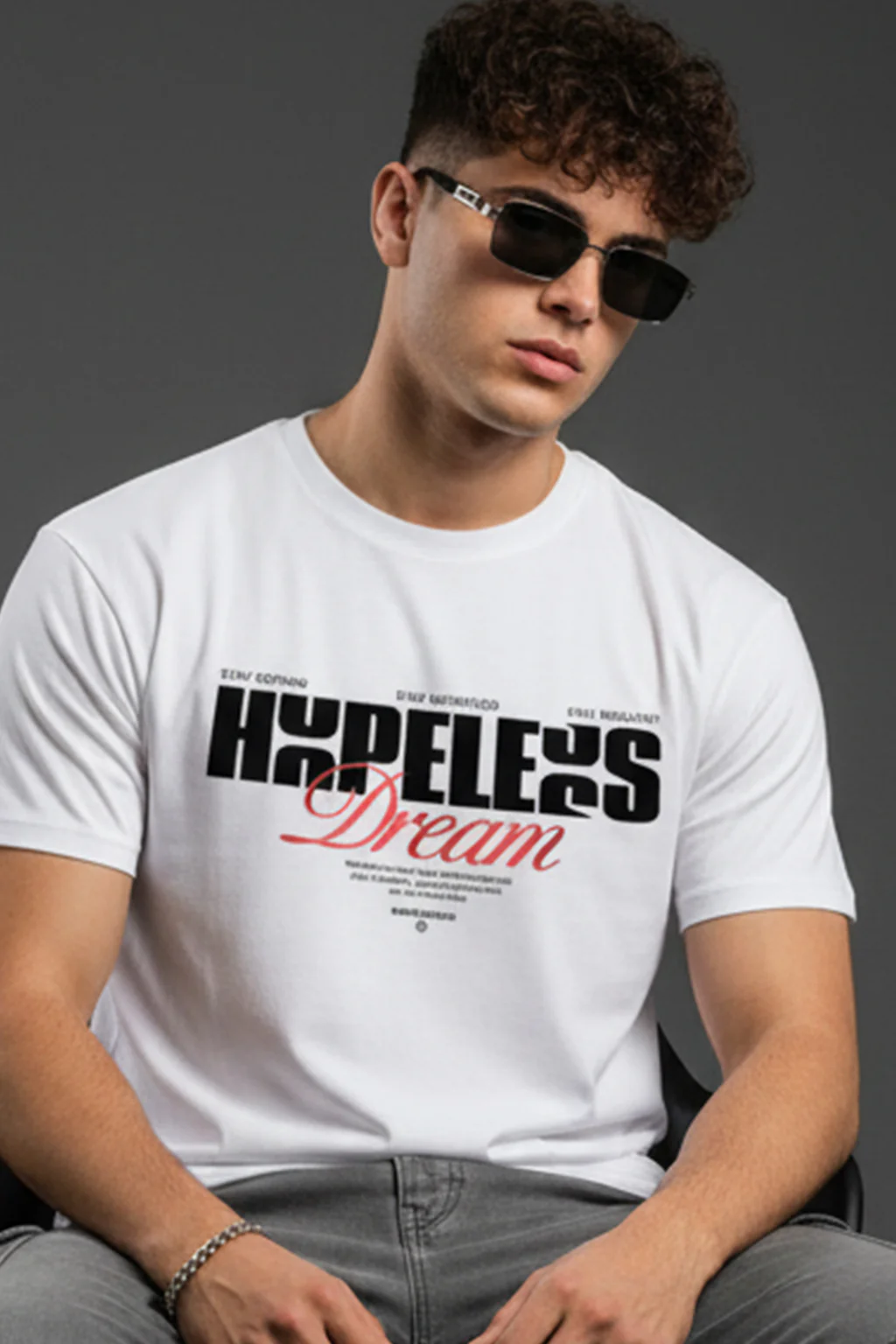 Hopeless White Regular Fit Printed T-shirt - Image 2