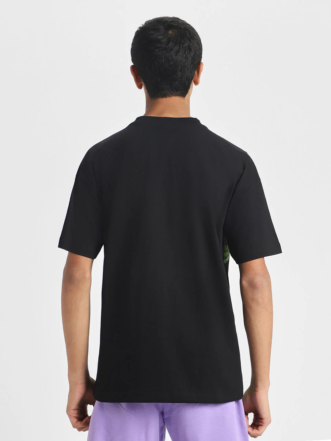 Hulk Black Oversized Graphic Placement Printed Boys T-shirt - Image 4