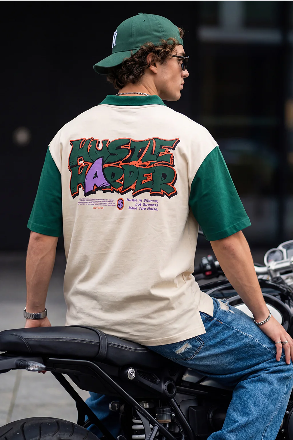 Hustle Harder Oversized Exclusive Polo T-shirt - Image 2