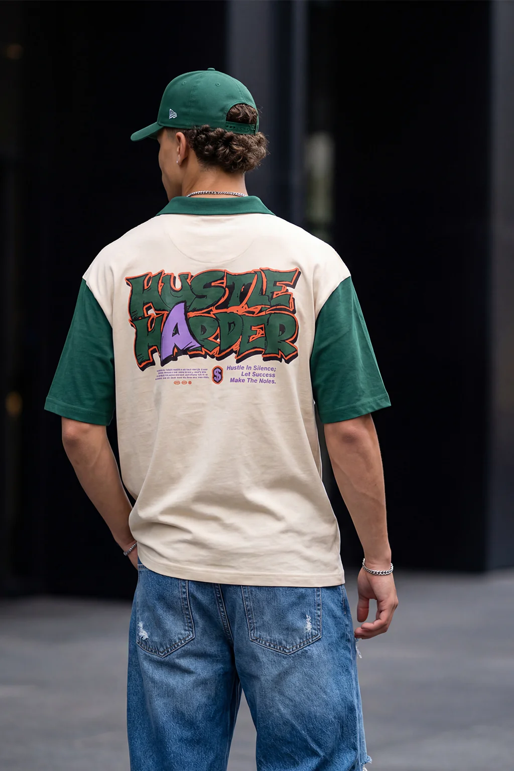 Hustle Harder Oversized Exclusive Polo T-shirt - Image 3
