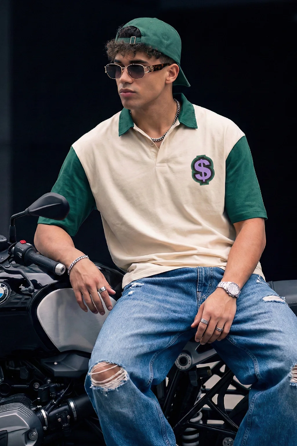Hustle Harder Oversized Exclusive Polo T-shirt - Image 4