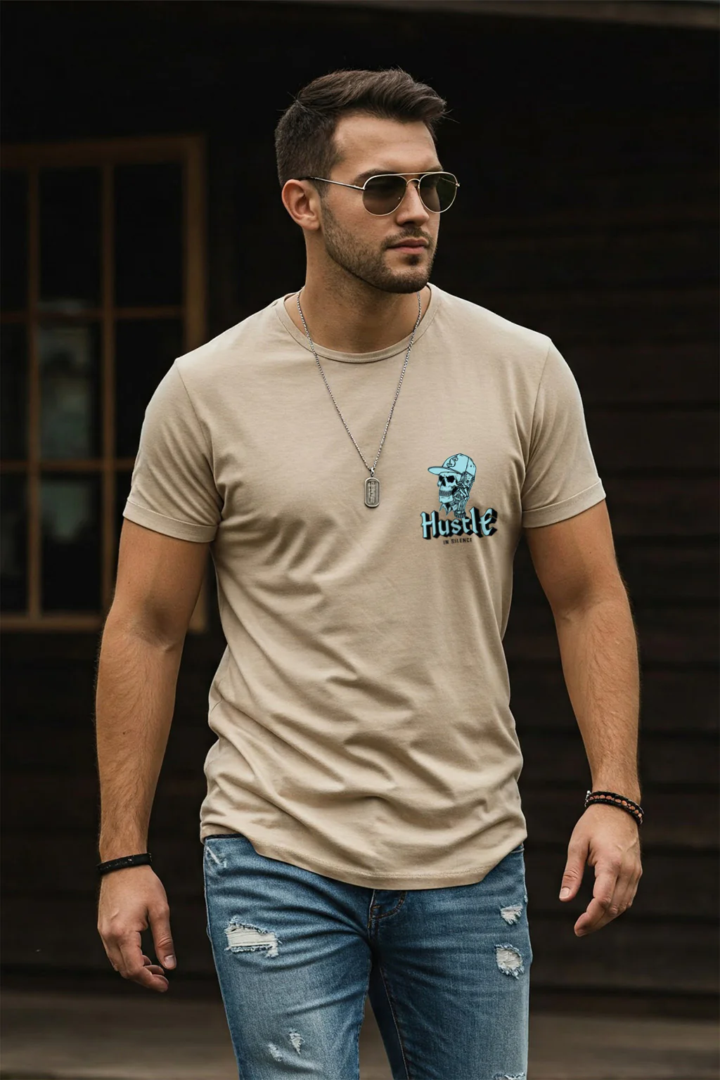 Hustle Swanwhite Regular Fit Printed T-shirt