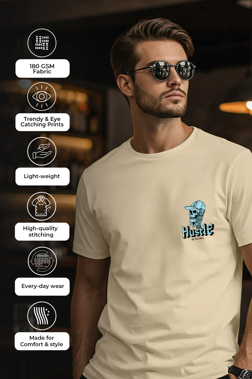 Hustle Swanwhite Regular Fit Printed T-shirt - Image 2